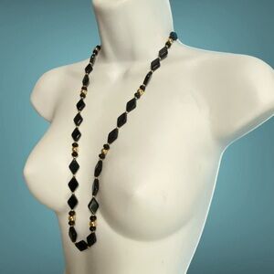 TRIFARI Black & Gold Lucite Vintage Necklace
